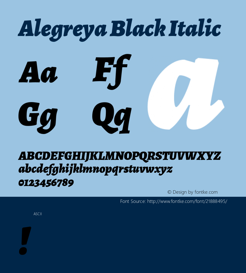 Alegreya Black Italic  Font Sample