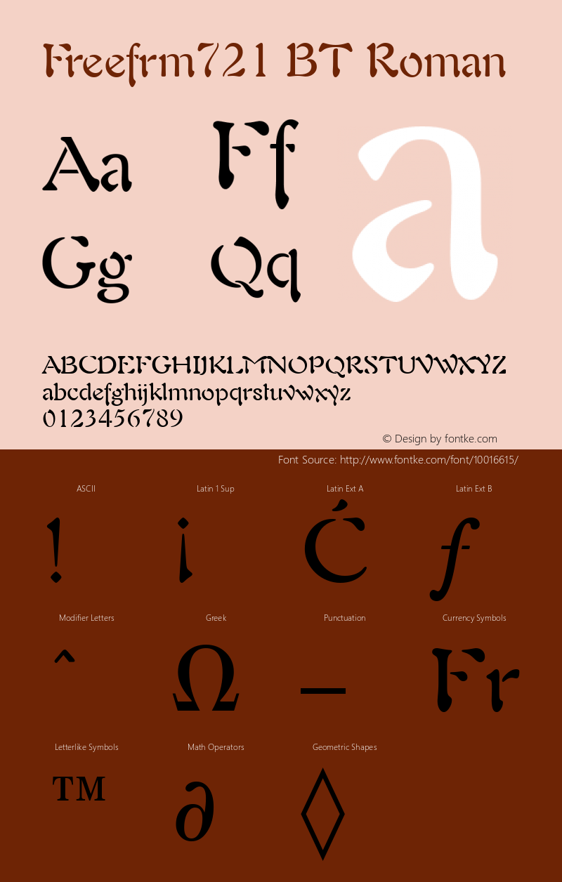 Freefrm721 BT Roman mfgpctt-v4.4 Dec 22 1998 Font Sample