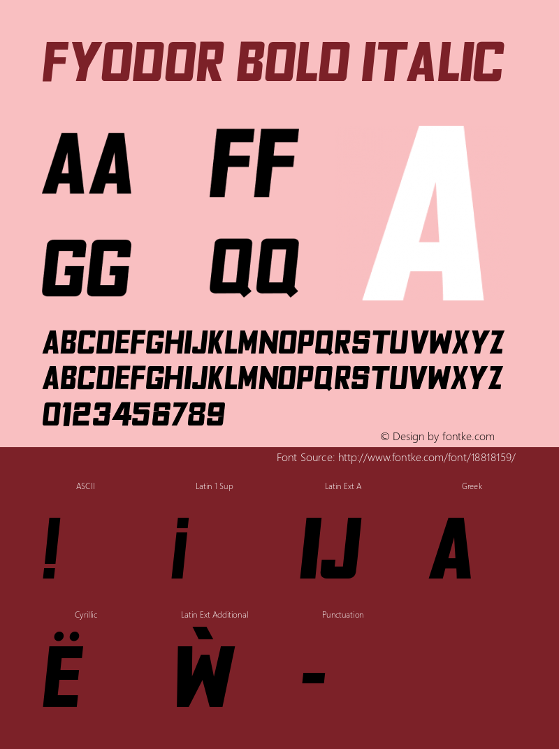 Fyodor Bold Italic Version 1.000;PS 001.000;hotconv 1.0.70;makeotf.lib2.5.58329 Font Sample