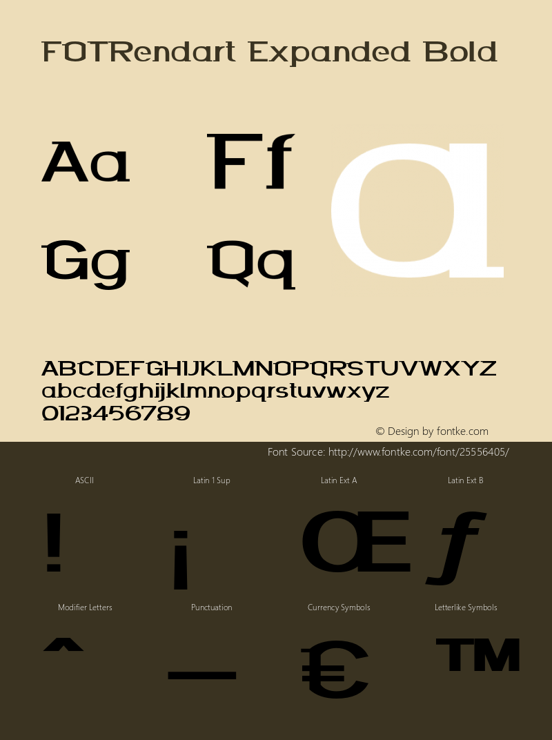 FOTRendart-ExpandedBold Version 1.000 Font Sample