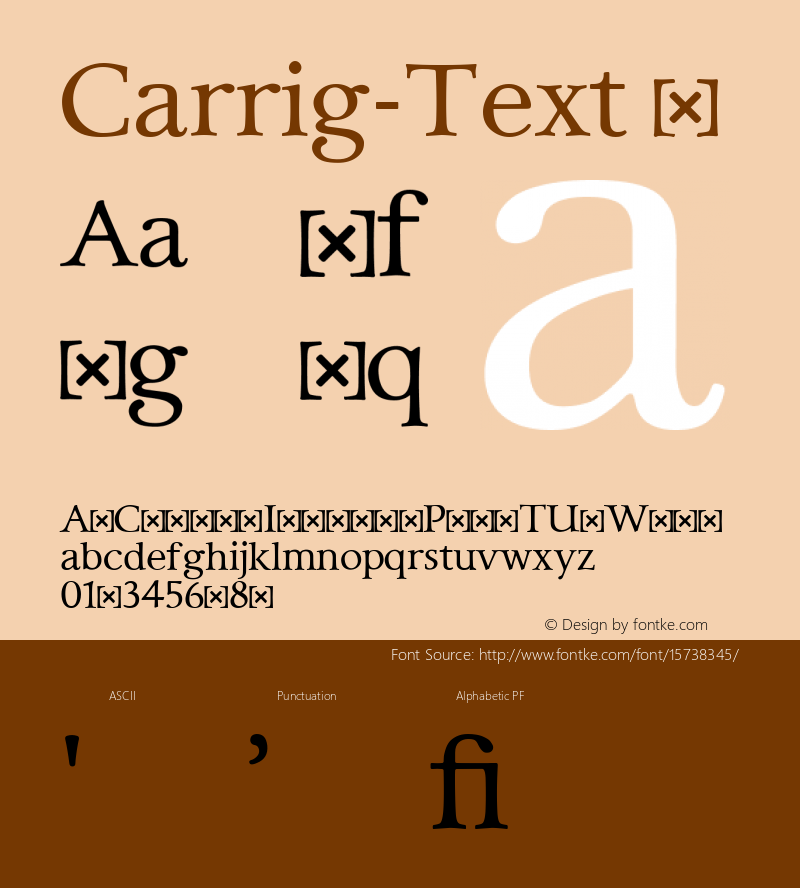 Carrig-Text ☞ Version 1.000;PS 002.000;hotconv 1.0.70;makeotf.lib2.5.58329;com.myfonts.easy.paulo-goode.carrig.text.wfkit2.version.4t9E Font Sample