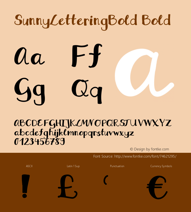 SunnyLetteringBold Version 001.000 Font Sample