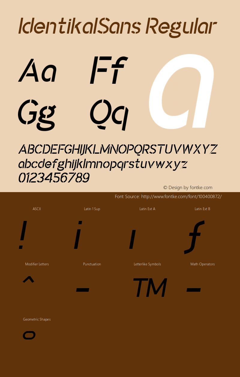 IdentikalSans W05 StencilItalic Version 4.10 Font Sample