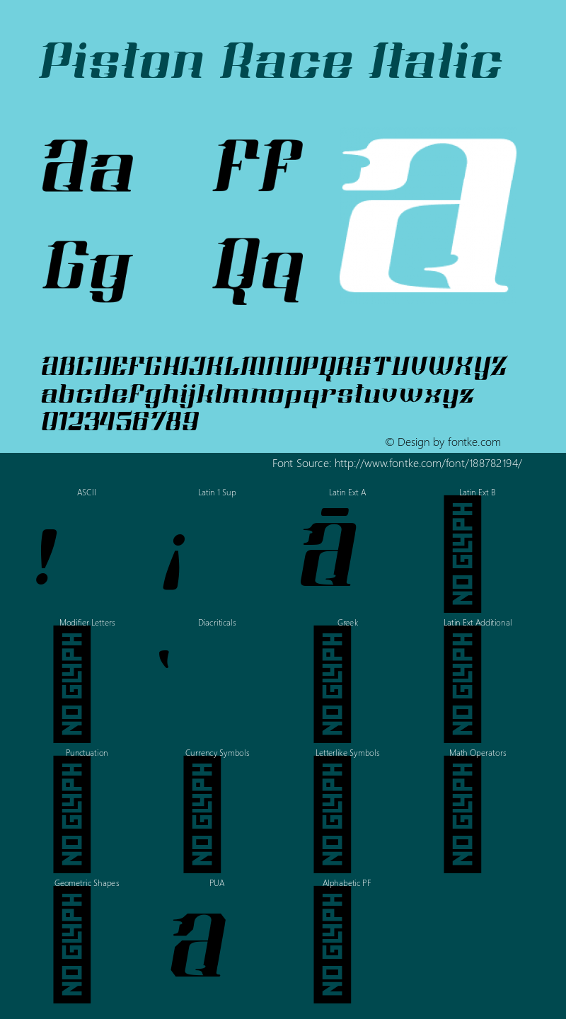 Piston Race Italic Version 1.000图片样张