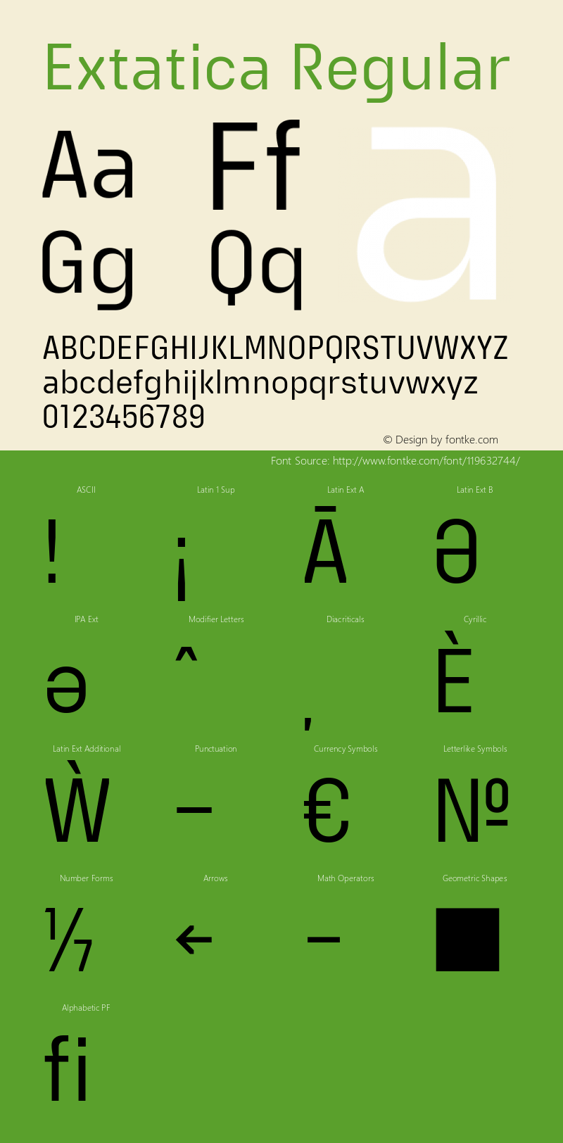 Extatica-Regular Version 1.000; ttfautohint (v0.97) -l 8 -r 50 -G 200 -x 14 -f dflt -w G Font Sample