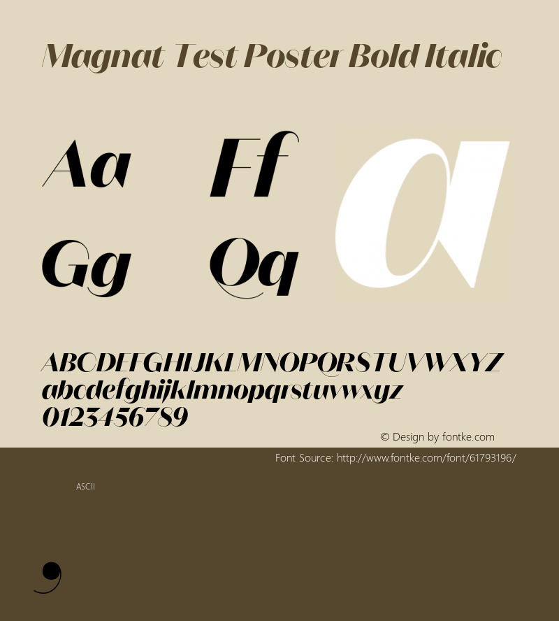 Magnat Test Poster Bold Italic Version 1.000;PS 001.000;hotconv 1.0.88;makeotf.lib2.5.64775 Font Sample