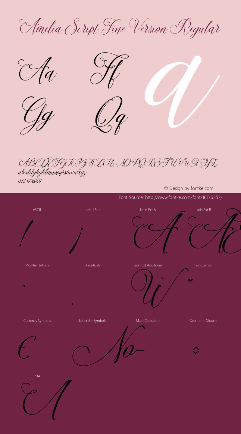 Amelia Script Fine Version Regular Version 1.000 Font Sample