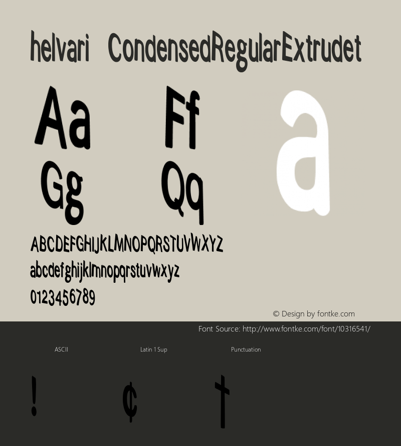 helvari CondensedRegularExtrudet Version 1.000 2007 initial release Font Sample