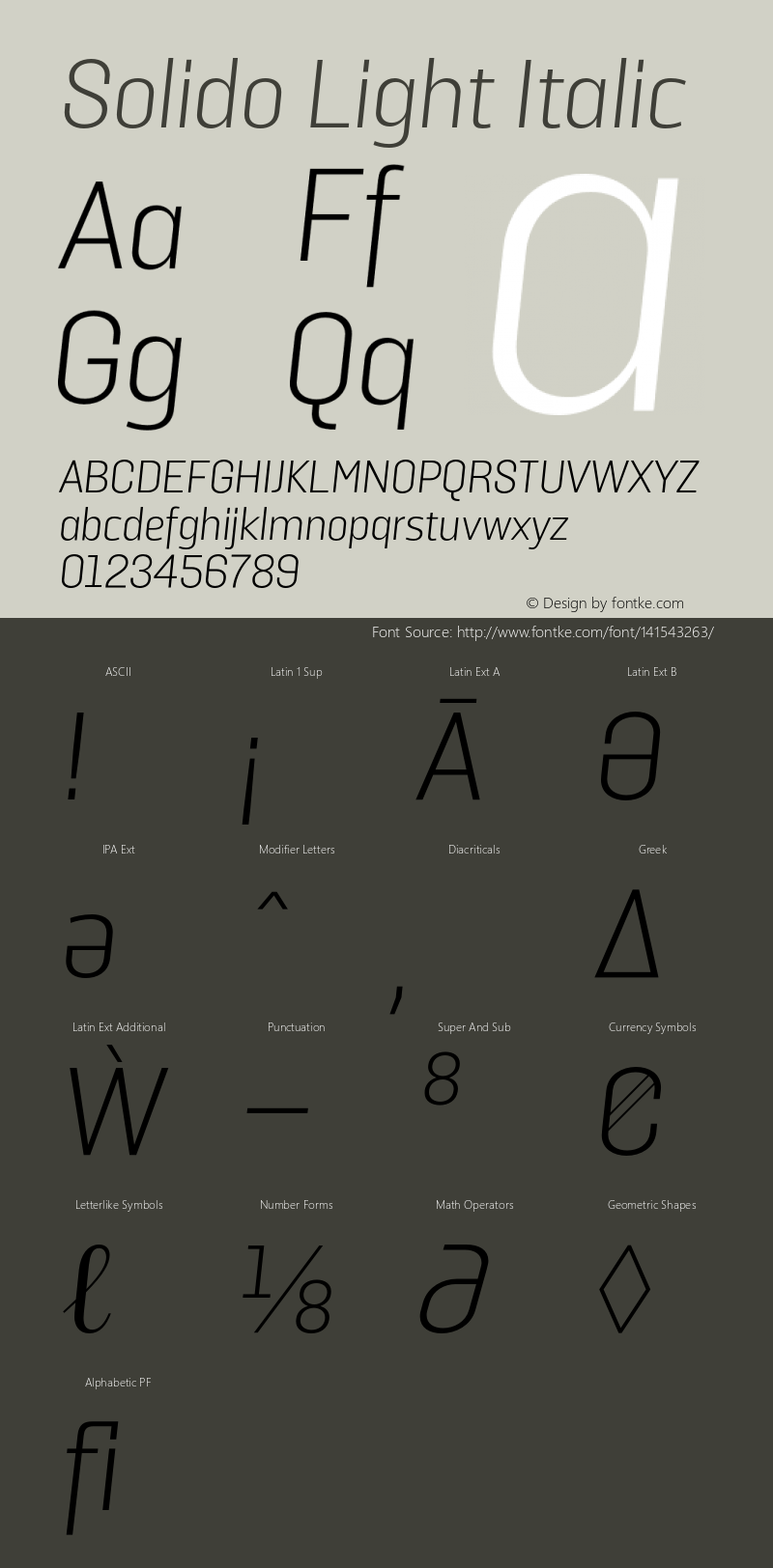 Solido Light Italic Version 1.001;PS 001.001;hotconv 1.0.70;makeotf.lib2.5.58329 Font Sample