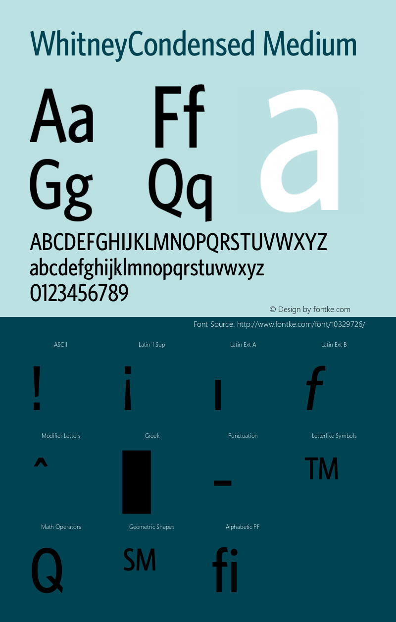 WhitneyCondensed Medium 001.000 Font Sample