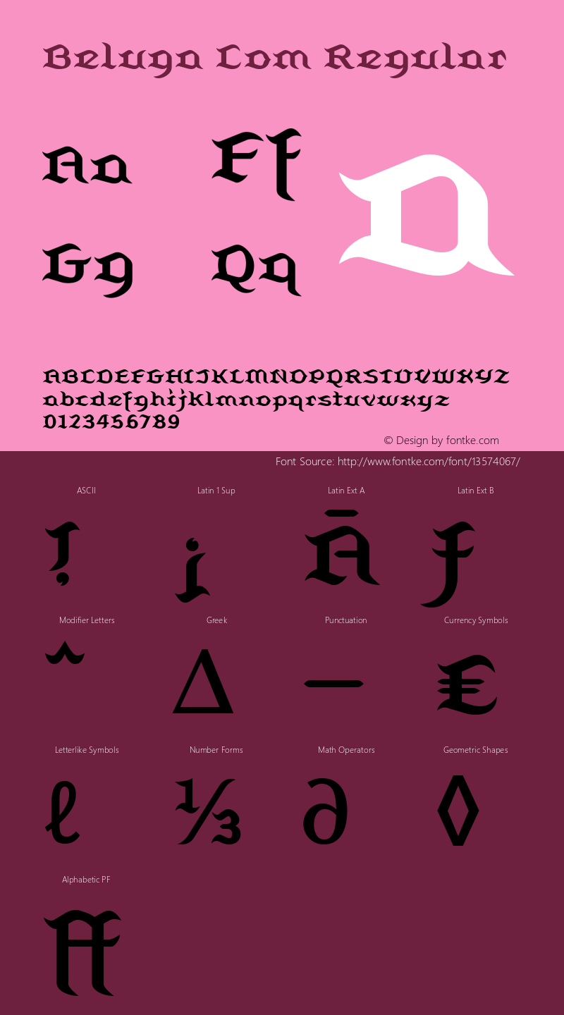Beluga Com Regular Version 1.01 Font Sample