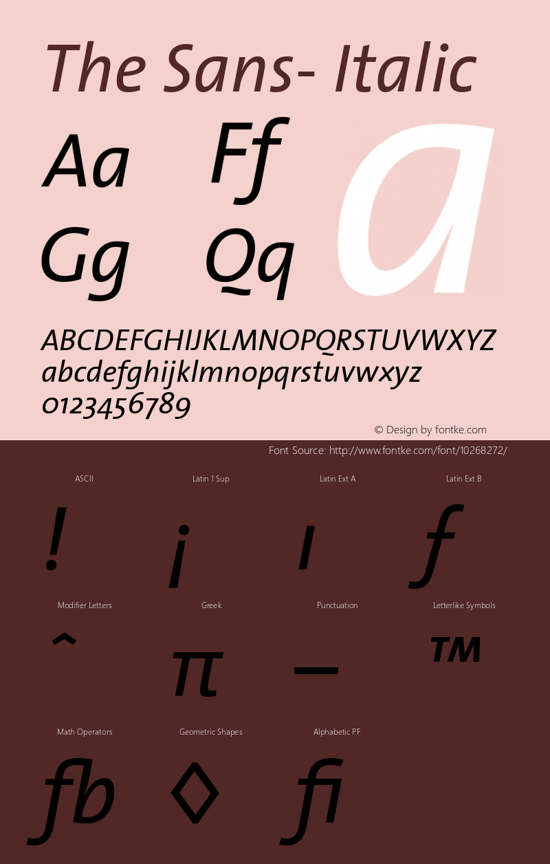 The Sans- Italic Version 1.0 Font Sample