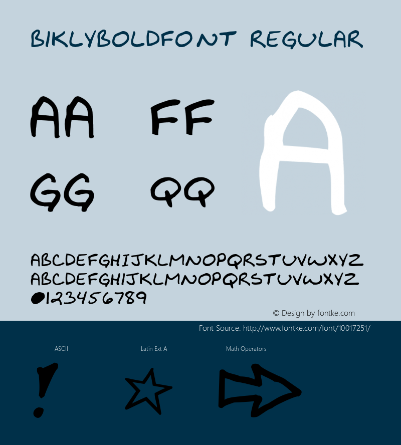 BiklyBoldFont Regular Converted from F:\BIKLY.TF1 by ALLTYPE Font Sample