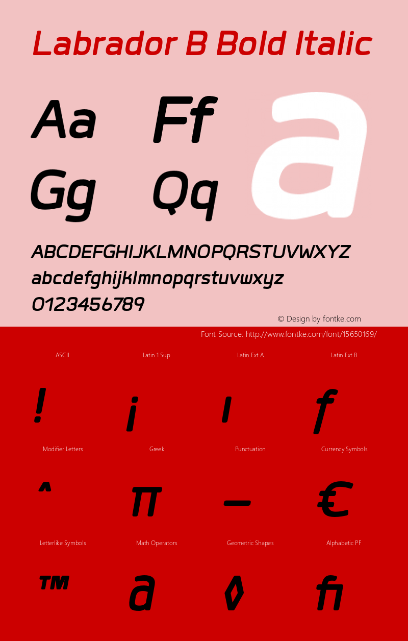 Labrador B Bold Italic Version 1.000 Font Sample