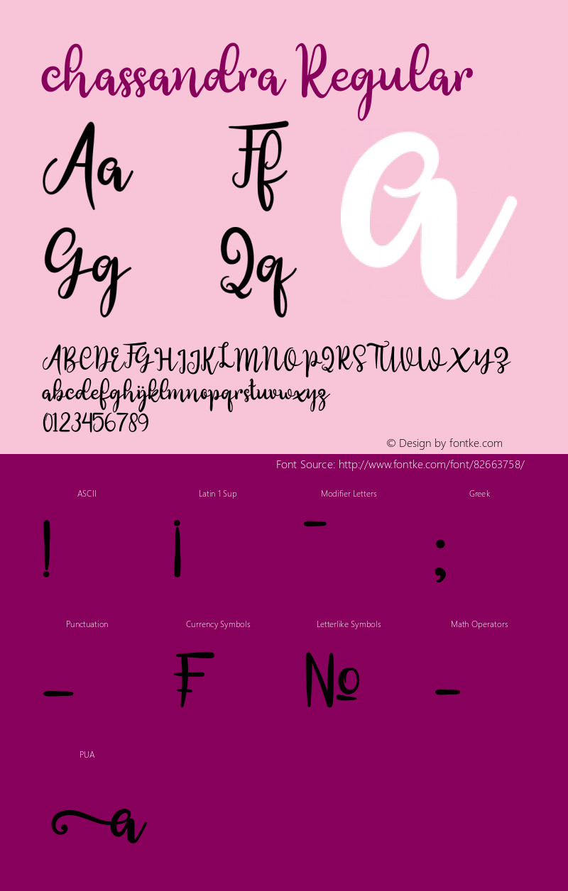 chassandra Version 1.00;August 18, 2020;FontCreator 12.0.0.2545 64-bit Font Sample