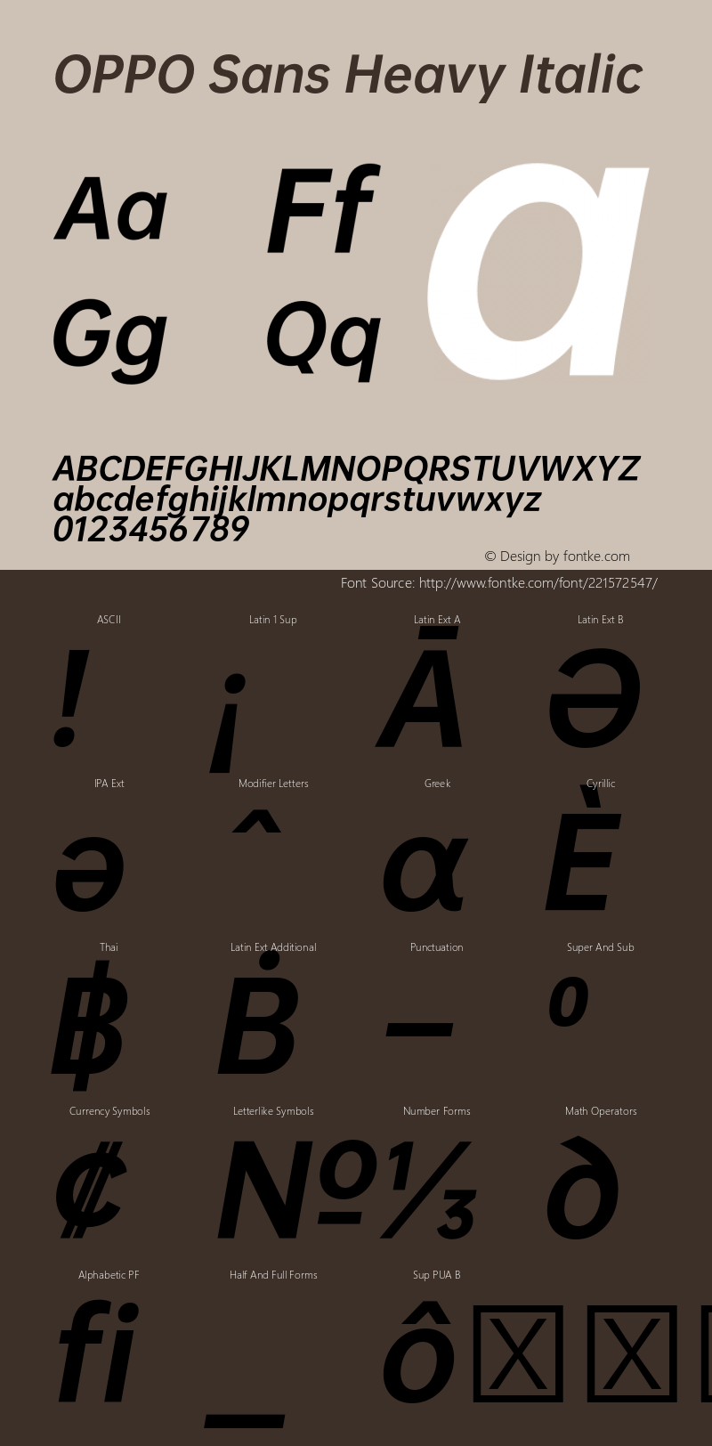 OPPO Sans Heavy Italic Version 19.137;hotconv 1.0.109;makeotfexe 2.5.65596图片样张