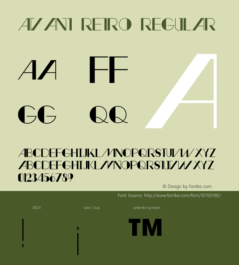 Avant Retro Regular 001.000 Font Sample