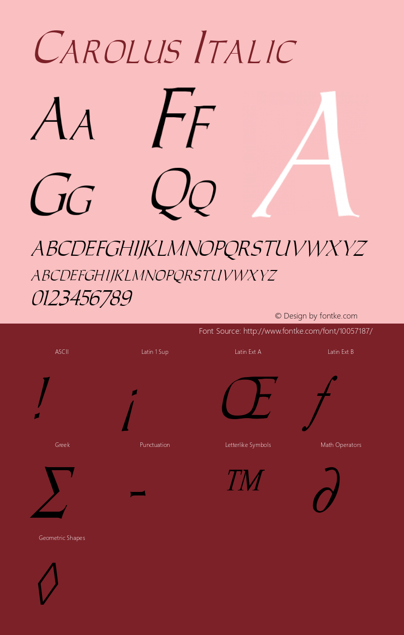 Carolus Italic Altsys Fontographer 3.5  4/18/92 Font Sample