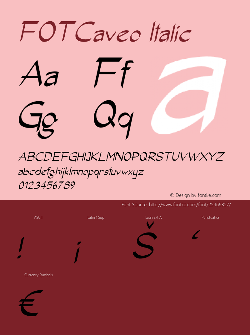 FOTCaveo-Italic Version 1.000 Font Sample