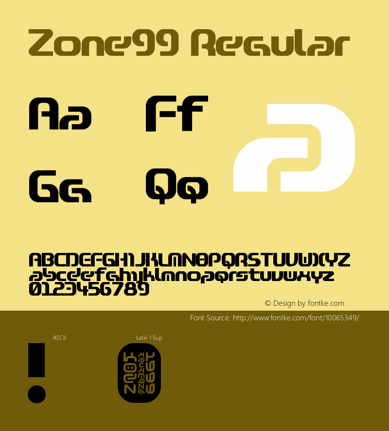 Zone99 Regular Unknown Font Sample