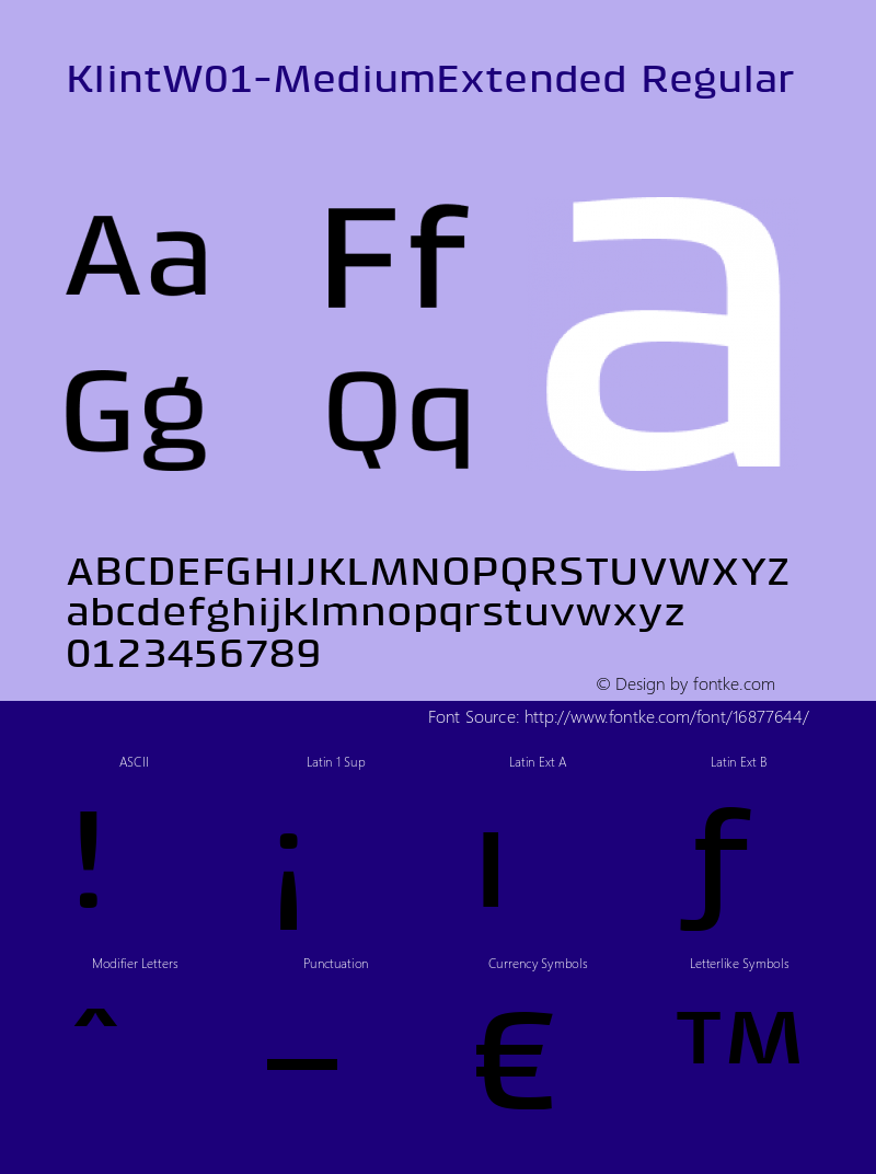 KlintW01-MediumExtended Regular Version 1.00 Font Sample