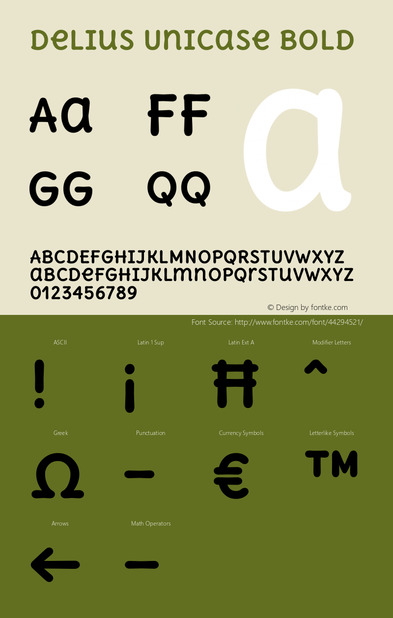 Delius Unicase Bold Version 1.001 Font Sample