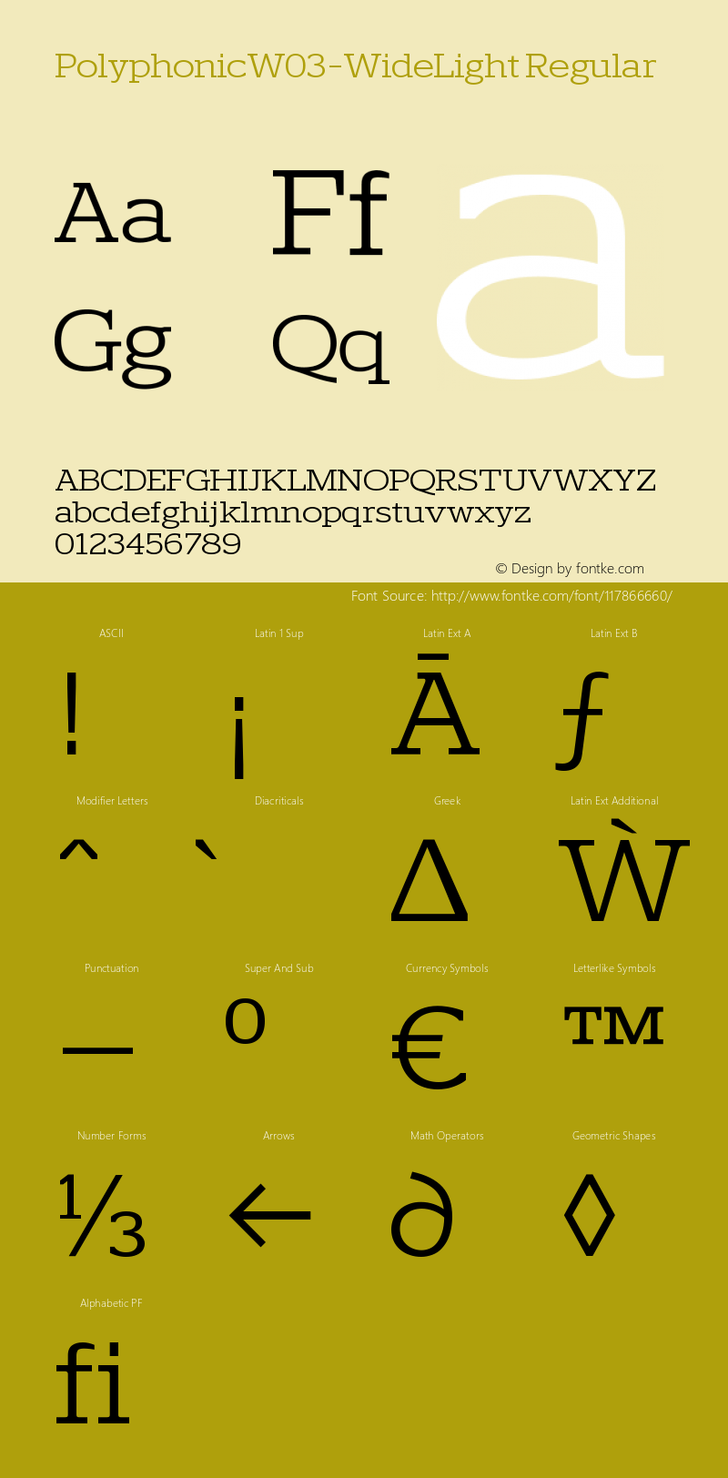 Polyphonic W03 Wide Light Version 1.00 Font Sample