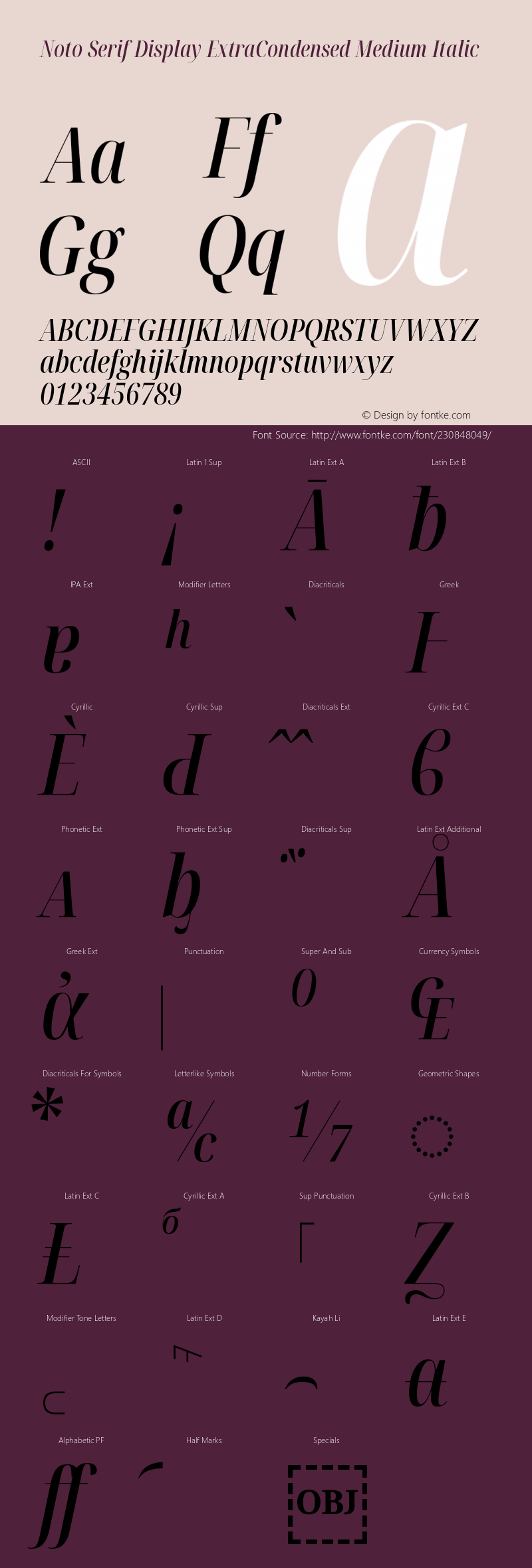 Noto Serif Display ExtraCondensed Medium Italic Version 2.007图片样张