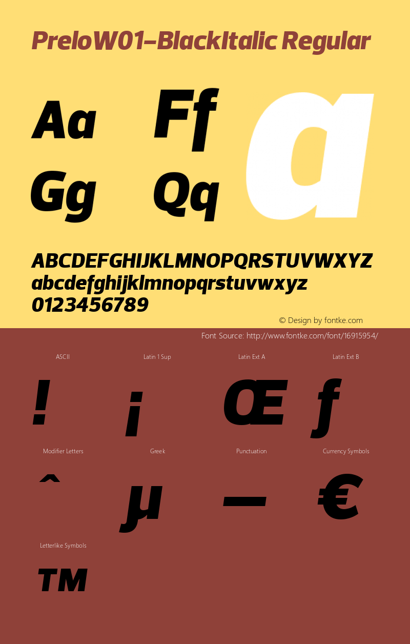 PreloW01-BlackItalic Regular Version 1.00 Font Sample