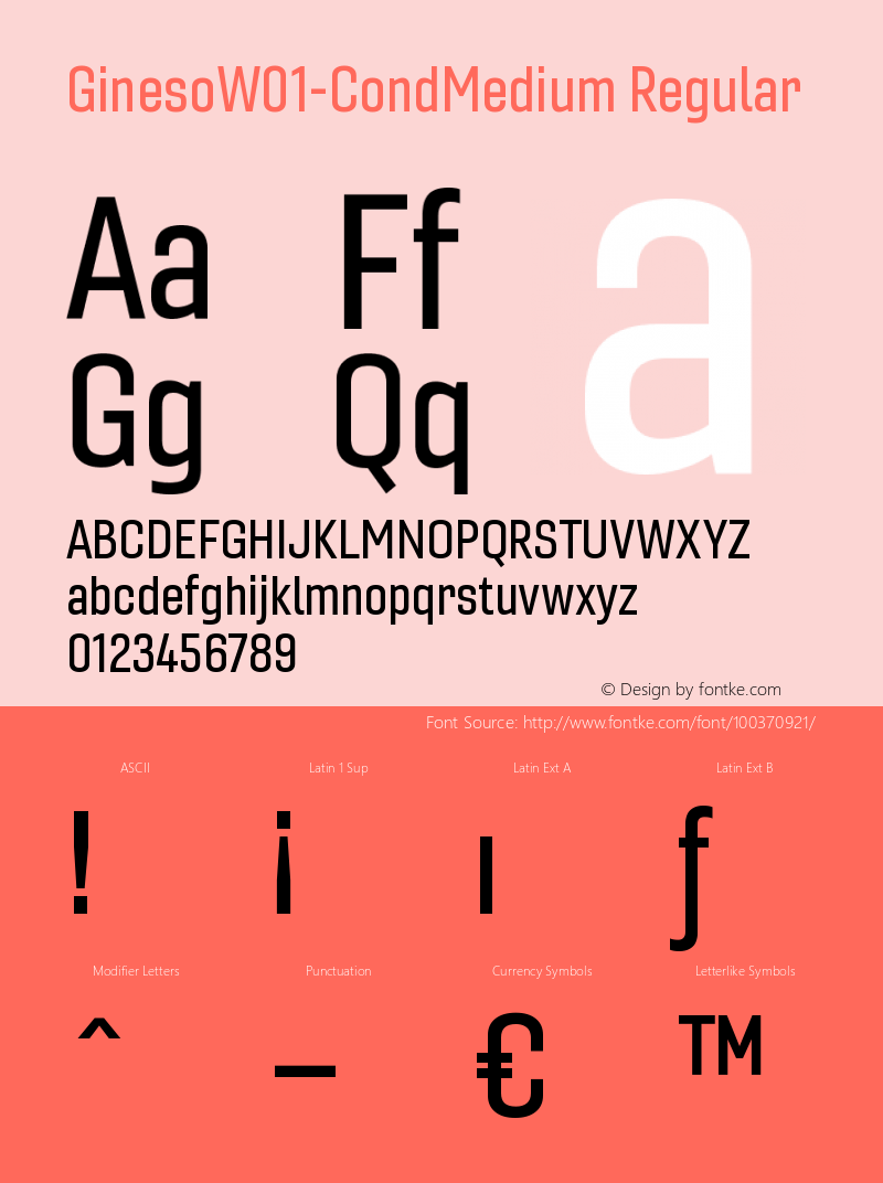 Gineso W01 Cond Medium Version 1.001 Font Sample