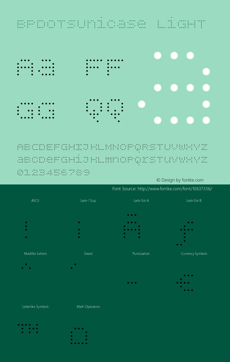 BPdotsUnicase Light Version 1.000 Font Sample