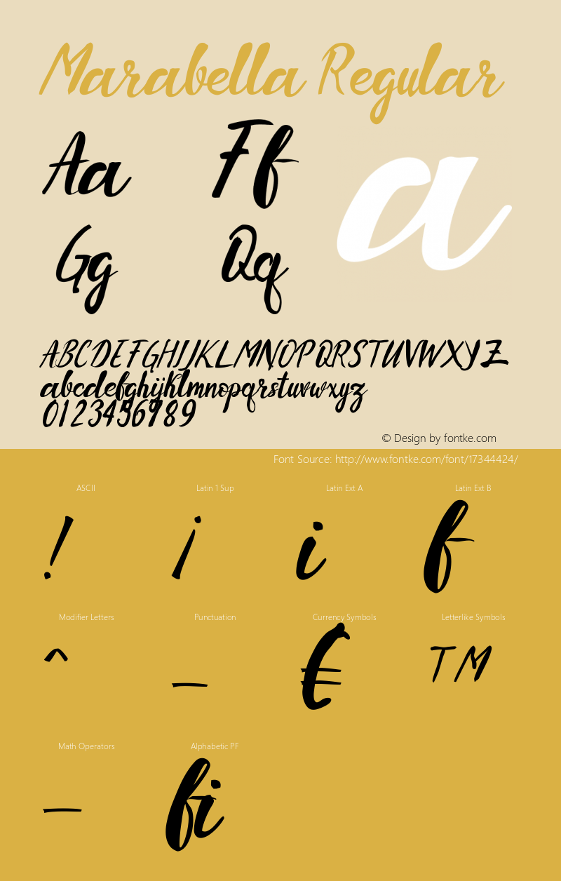 Marabella Regular Version 1.000 Font Sample