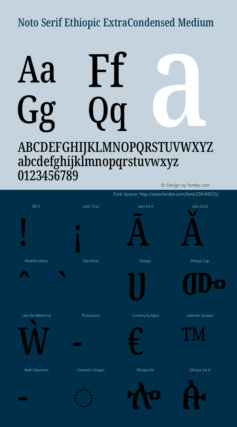 Noto Serif Ethiopic ExtraCondensed Medium Version 2.101图片样张