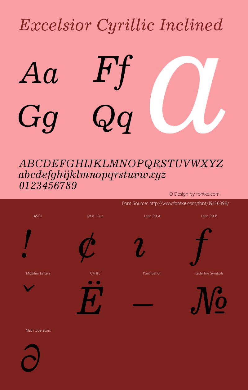 Excelsior Cyrillic Inclined Version 001.000 Font Sample