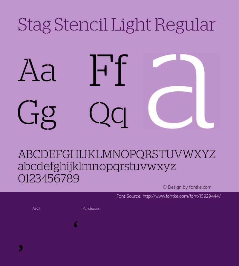 Stag Stencil Light Regular Version 1.1 2009 Font Sample