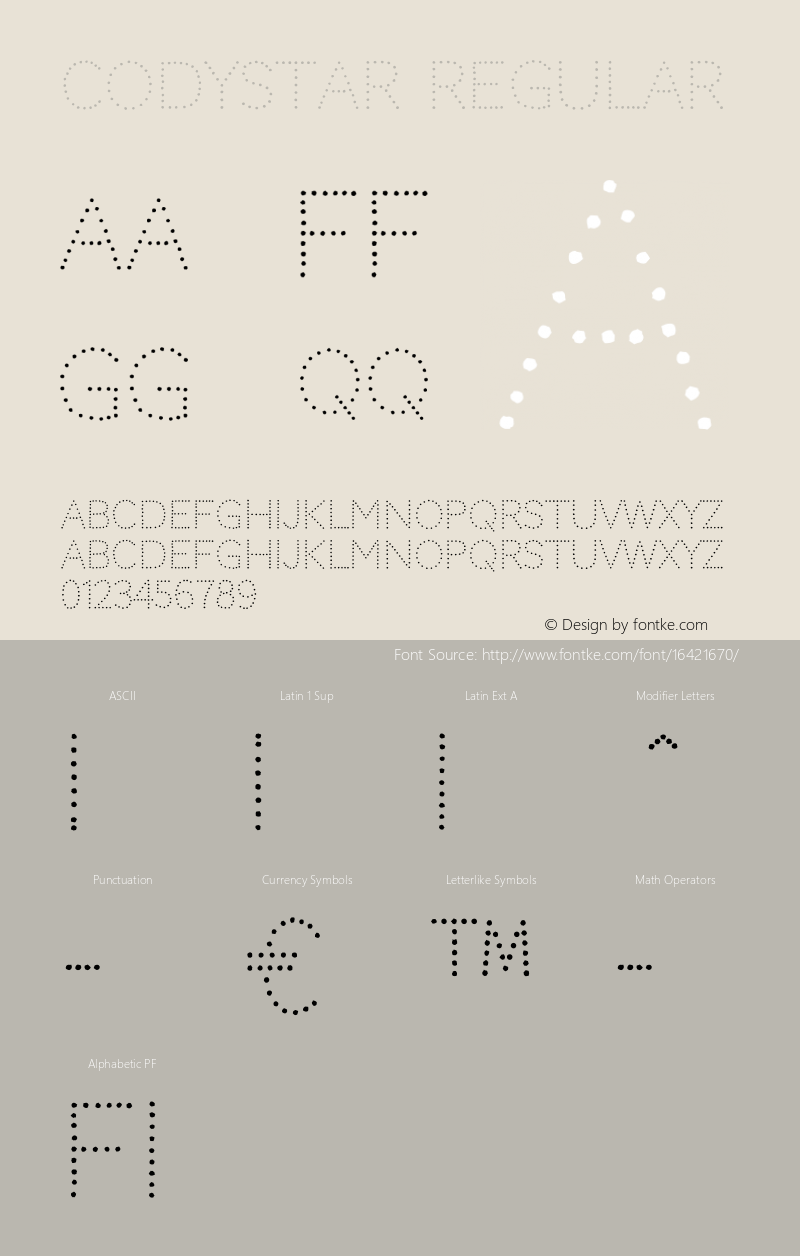 Codystar Regular Version 1.000 Font Sample