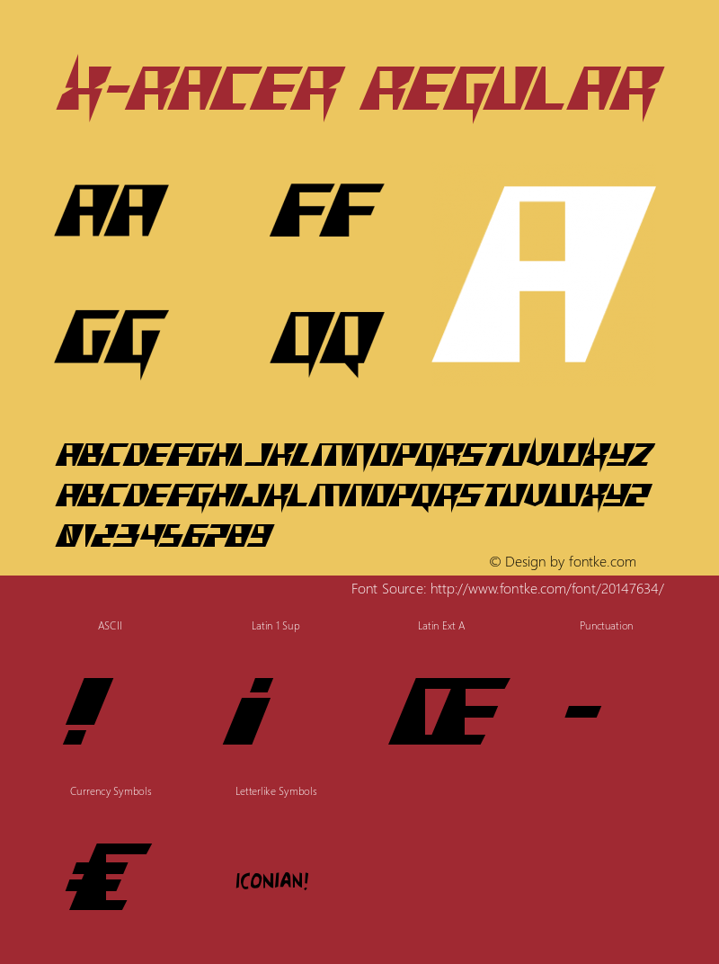 X-Racer Regular 001.000 Font Sample