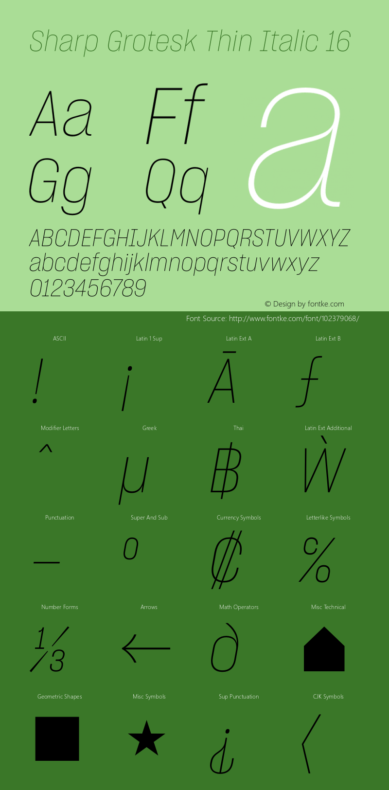 Sharp Grotesk Thin Italic 16 Version 1.003 Font Sample