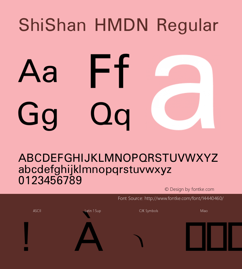 ShiShan HMDN Regular Version 1.001 Font Sample