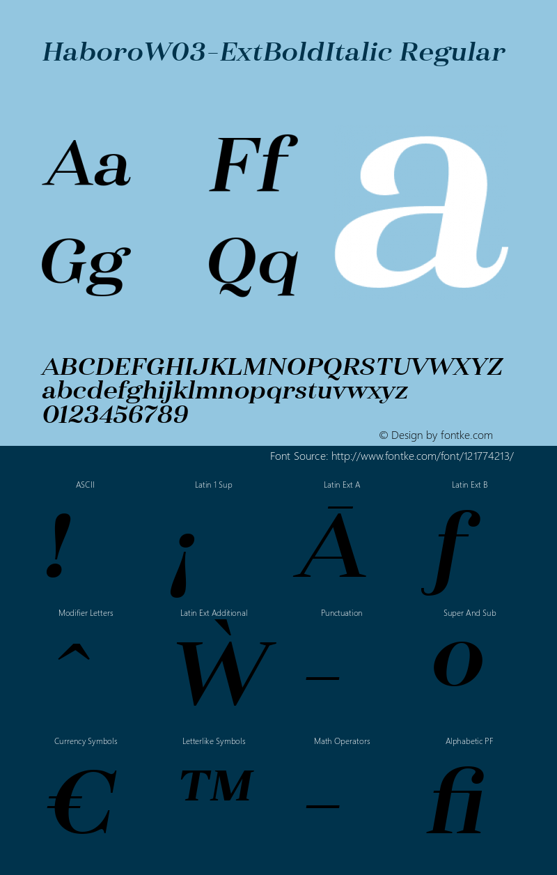 Haboro W03 Ext Bold Italic Version 1.00 Font Sample