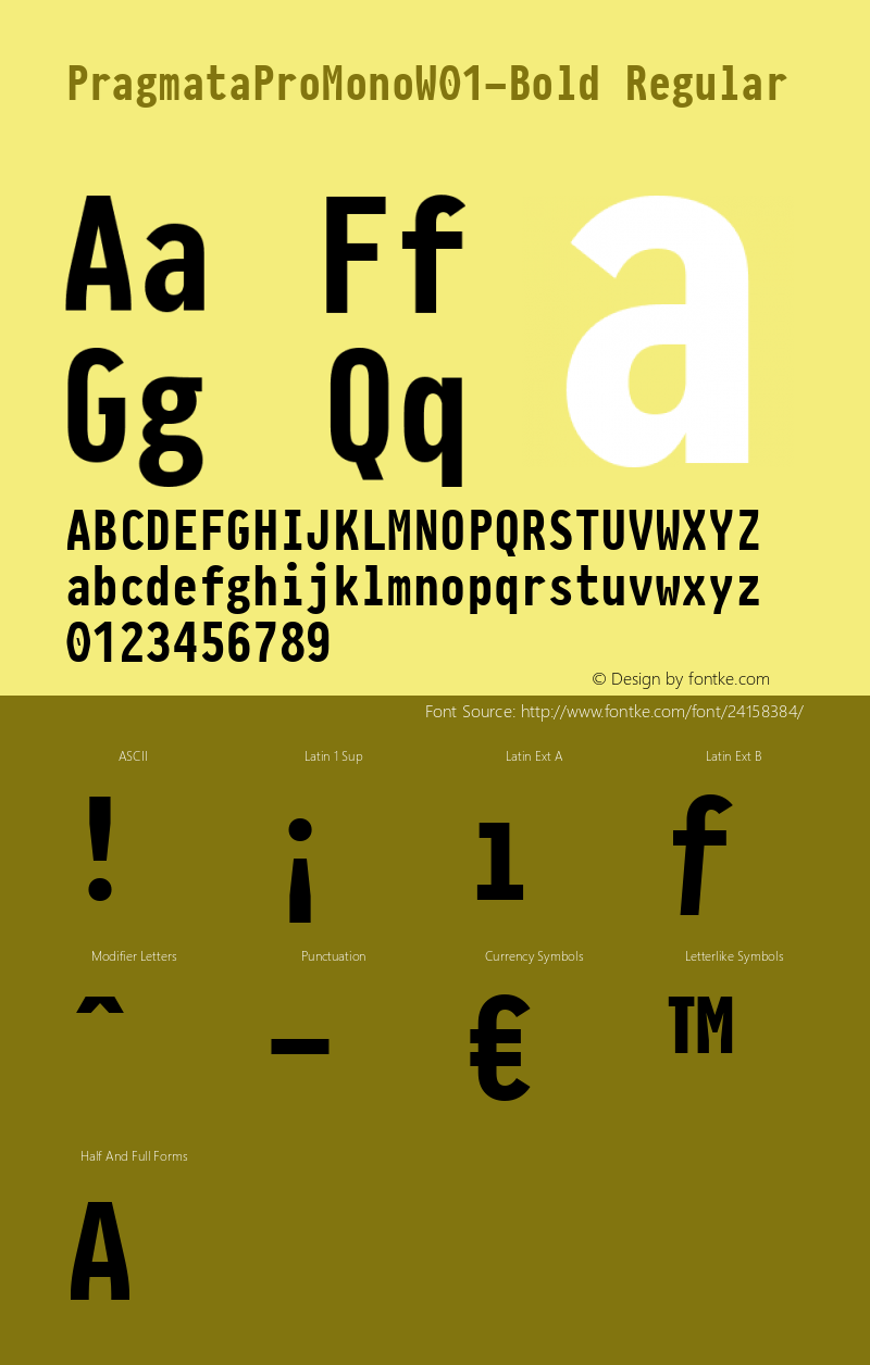 PragmataPro Mono W01 Bold Version 0.822 Font Sample