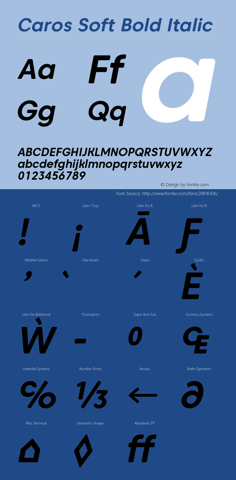 Caros Soft Bold Italic Version 1.000 Font Sample