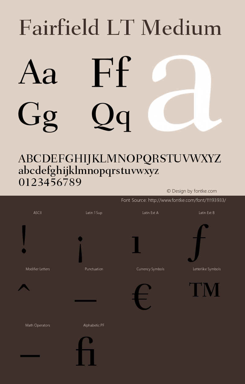 Fairfield LT Medium Version 006.000 Font Sample