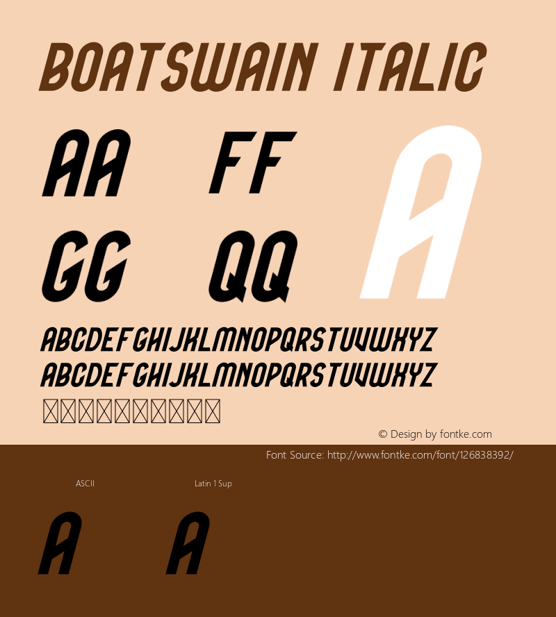 BOATSWAIN Italic Version 1.002;Fontself Maker 3.2.2 Font Sample