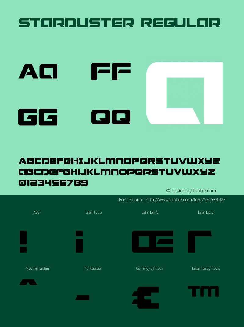 Starduster Regular 002.000 Font Sample