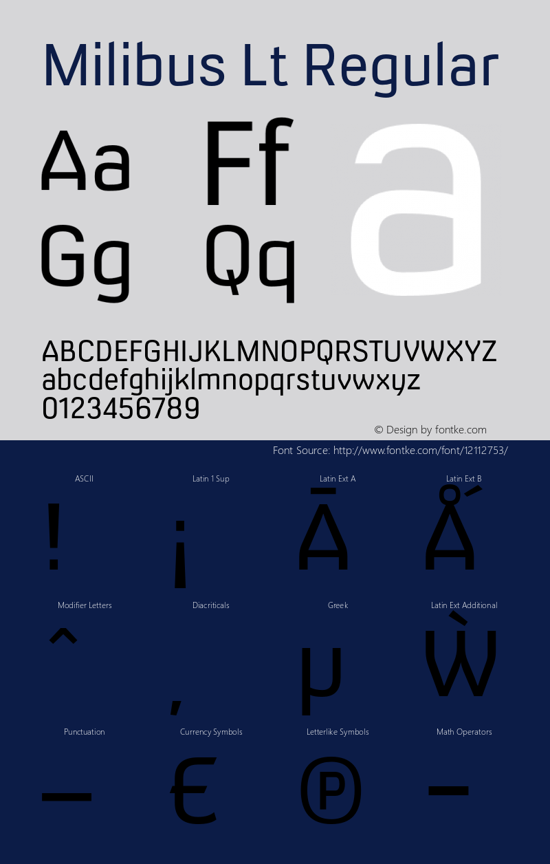 Milibus Lt Regular OTF 1.200;PS 001.001;Core 1.0.29 Font Sample