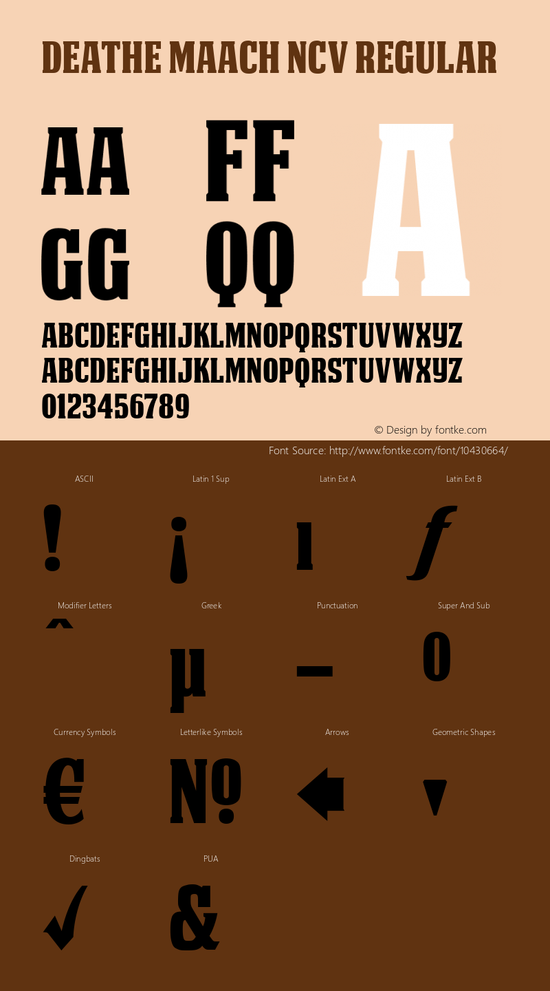 DEATHE MAACH NCV Regular Unknown Font Sample