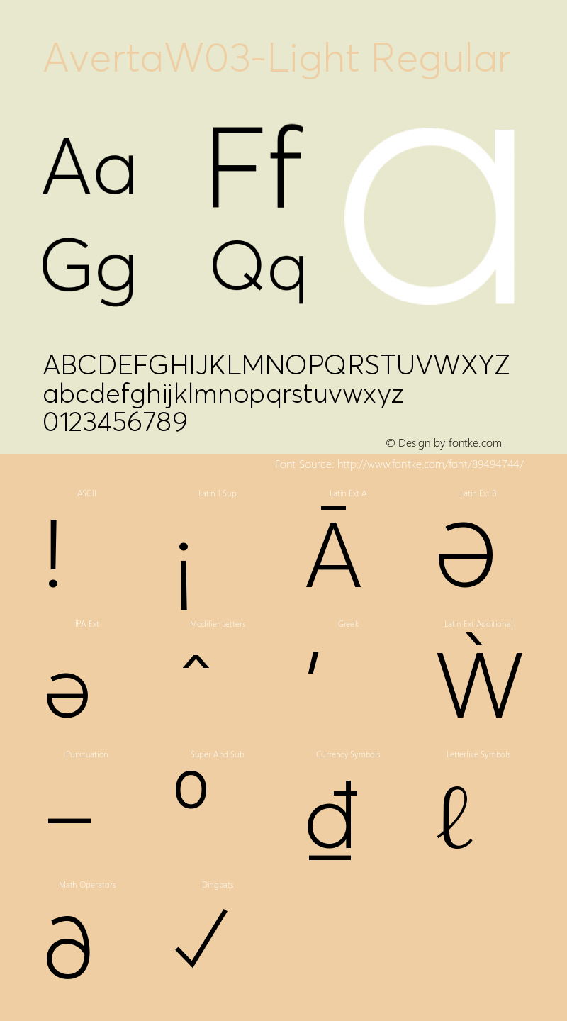 Averta W03 Light Version 1.20 Font Sample