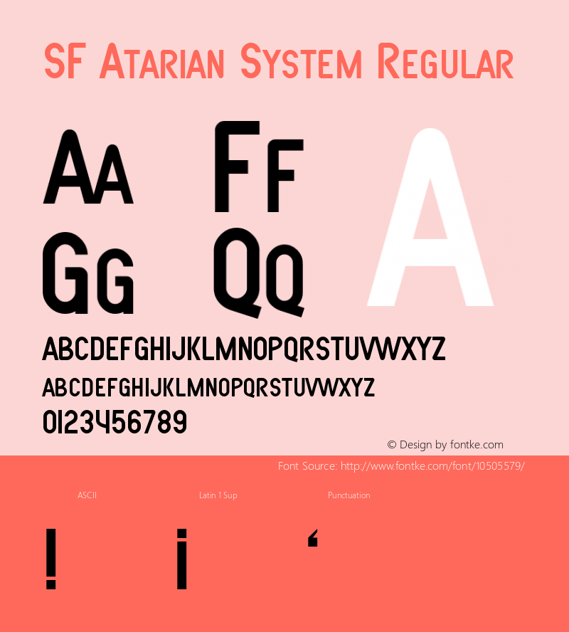 SF Atarian System Regular ver 1.0; 1999. Freeware. Font Sample