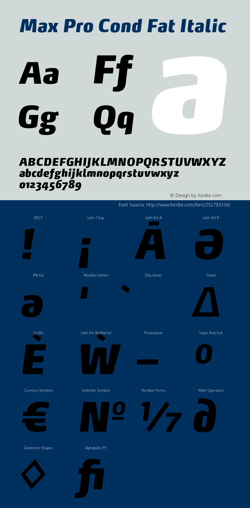 MaxPro-CondFatItalic Version 7.504; 2014; Build 1023图片样张